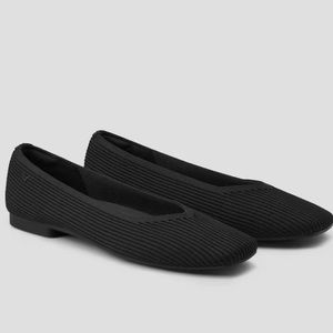 VIVAIA Margot 2.0 Square Toe Knit Ballet Flat — Black Size 6